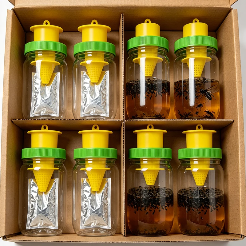 Reusable Hanging Fly Wasp Insect Traps Asian Hornet Catcher Outdoor Garden Orchard Drosophila Attractant Trap Pest Control Tools
