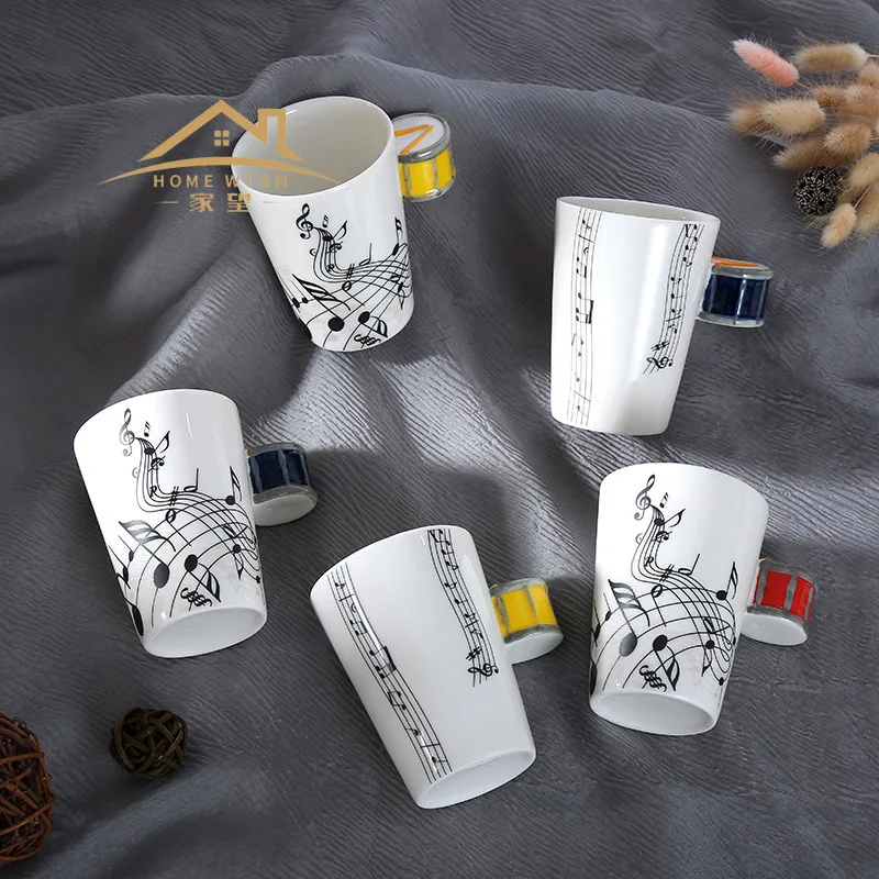 240ml Music Style Coffee Mug Cups Guitar Violin Piano Saxophone Shape Handle Art Cup for Christmas Wedding Gift Music Enthusiast