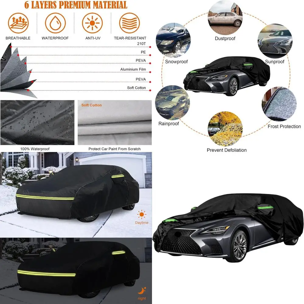 

Всепогодный 6-слойный чехол для автомобиля на заказ для LS460, LS500, LS600HL 2007-2025 годов с дверцей на молнии и ветрозащитными ремнями