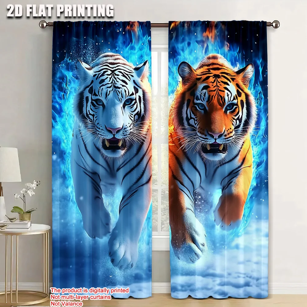 

2pc, Drapes tiger Versatile 100% Polyester,Without Electricity Festive Wall Decor Use for bedroom living room decoration