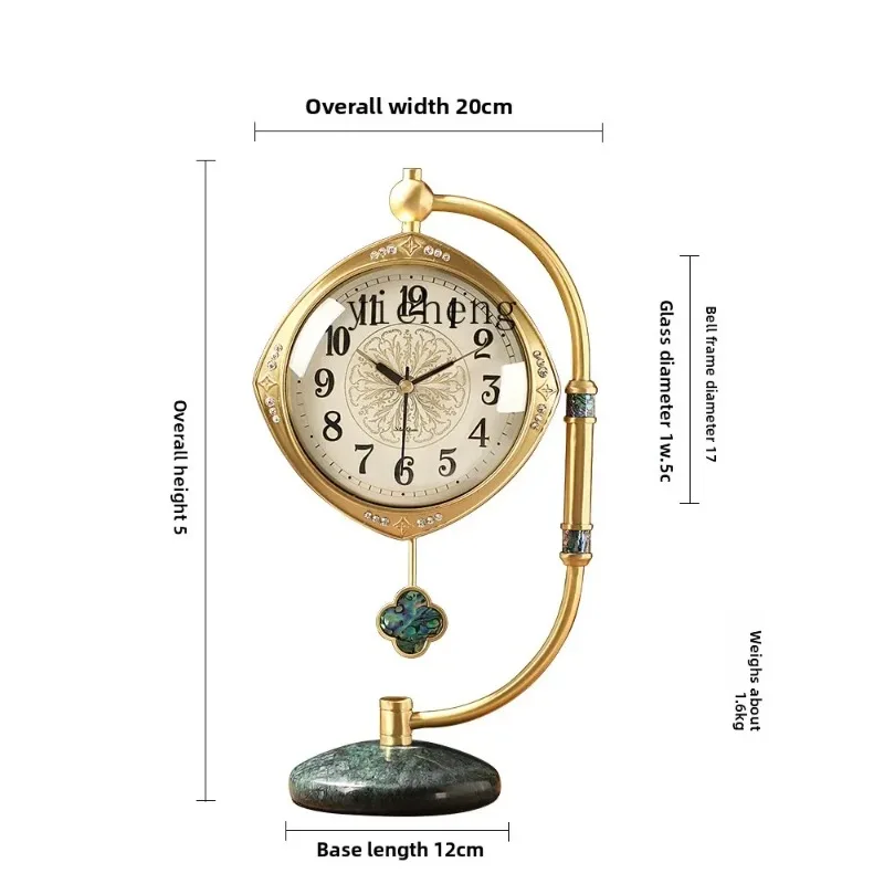 BJ-1   brass pendulum desktop clock light luxury desk clock living room desktop silent clock decoration