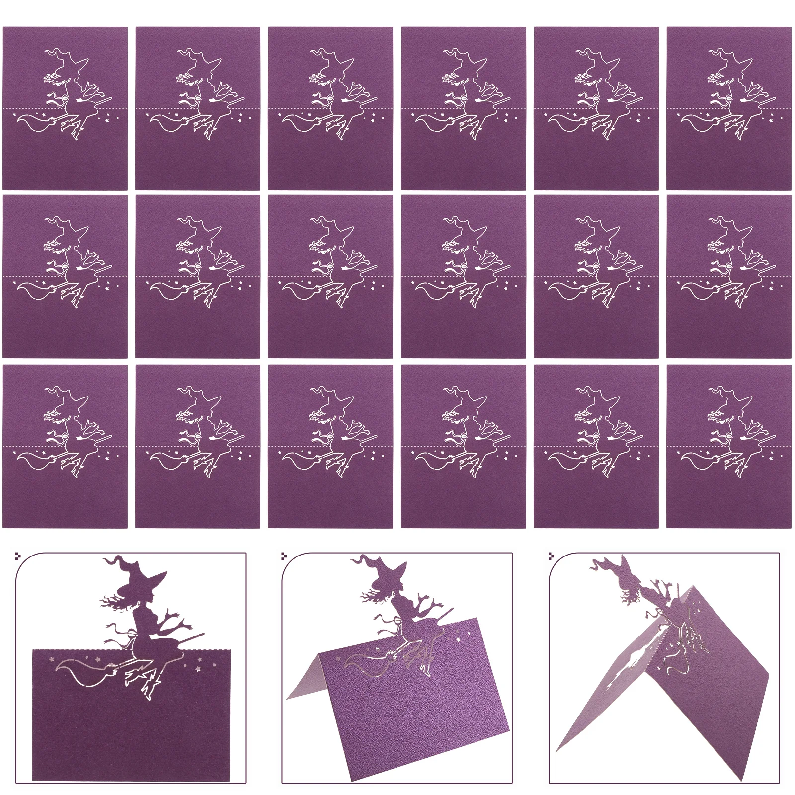 

50 Pcs Halloween Name Card Witch Dining Names Seating Cards Banquet Number