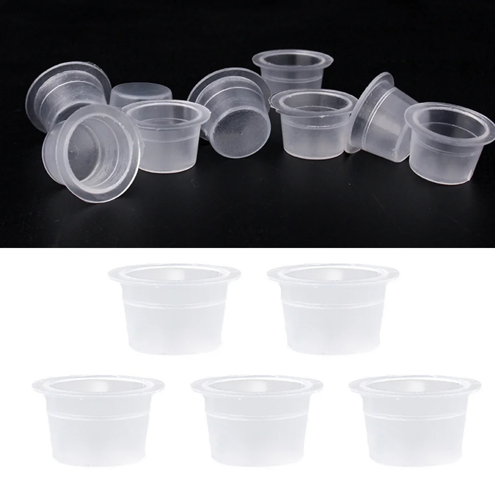 

500 шт. чашки для чернил, одноразовые прозрачные колпачки для чернил для татуировки, контейнеры для пигментов для макияжа ресниц, наборы принадлежностей, размер M, белый