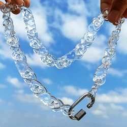 Fashion Acrylic Transparent Heart shaped Infinity Chain Necklace for Men Hiphop Clear Resin Brambles Necklaces 2014 Male Jewelry
