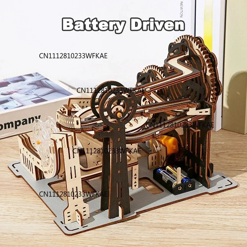 3D wooden puzzle marble track set, manual model building block set