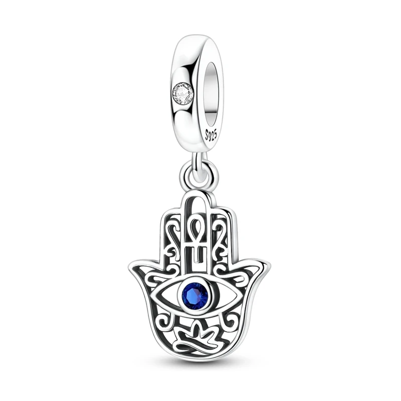 

925 Sterling Silver Charms Bead CZ Zircon Devil Eye Palm Dangle Fit Original Bracelet DIY Women Jewelry Gift