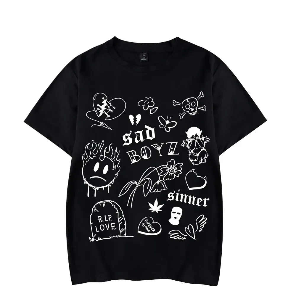 Summer Junior H No Love Tee Sad Boyz Tour Merch T-shirts Women Men Short Sleeve Graphic Tees Fashion Casual Streetwear Tops