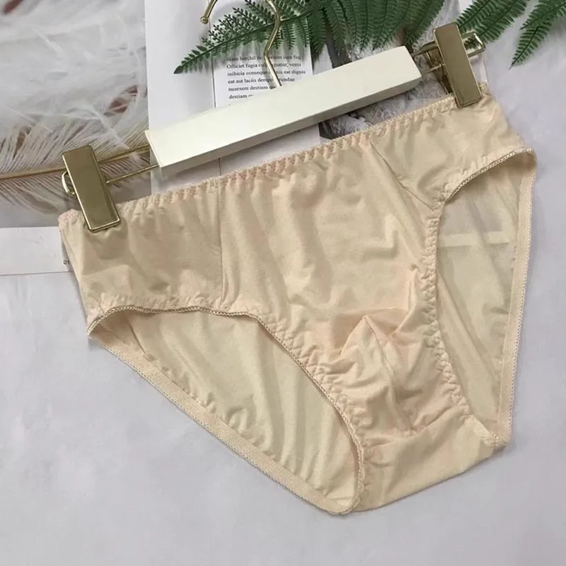 

New Men's Smooth Sexy Briefs Elastic Soft Silky Fabric Stripe Convex Pouch Sissy Panties Comfortable Mid Waist lingerie Party