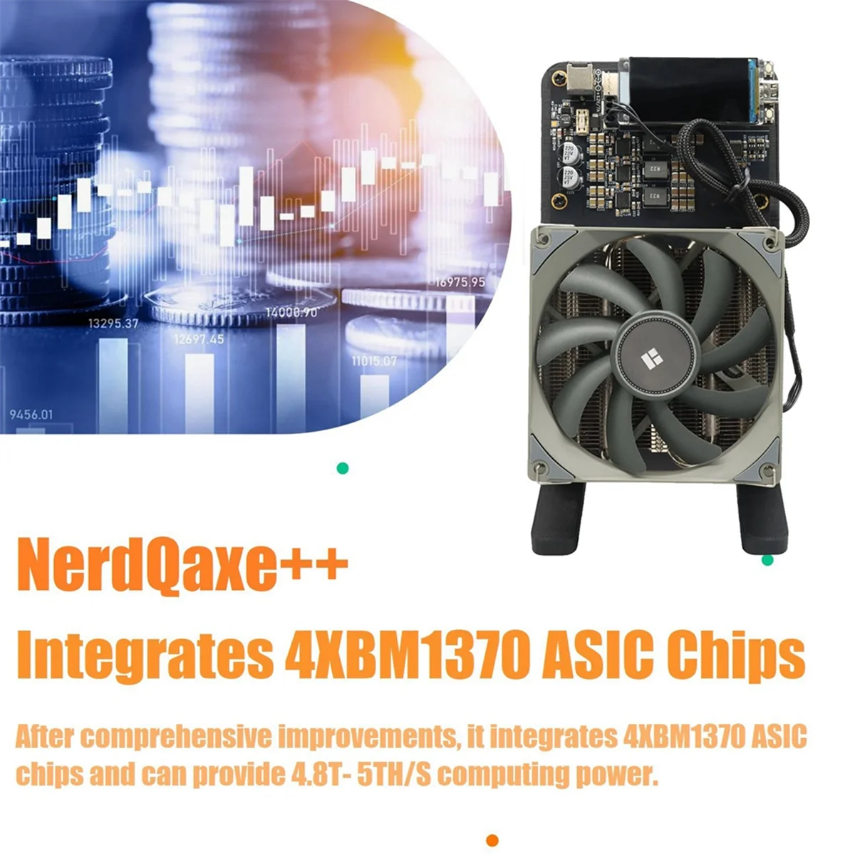 حار AC18 NerdQaxe ++ BTC سولو مينر 4.8T-5TH/S 4XBM1370 ASIC رقاقة 80 واط مفتوحة المصدر بيتكوين التشفير مينر التعدين الصامت الاتحاد الأوروبي التوصيل