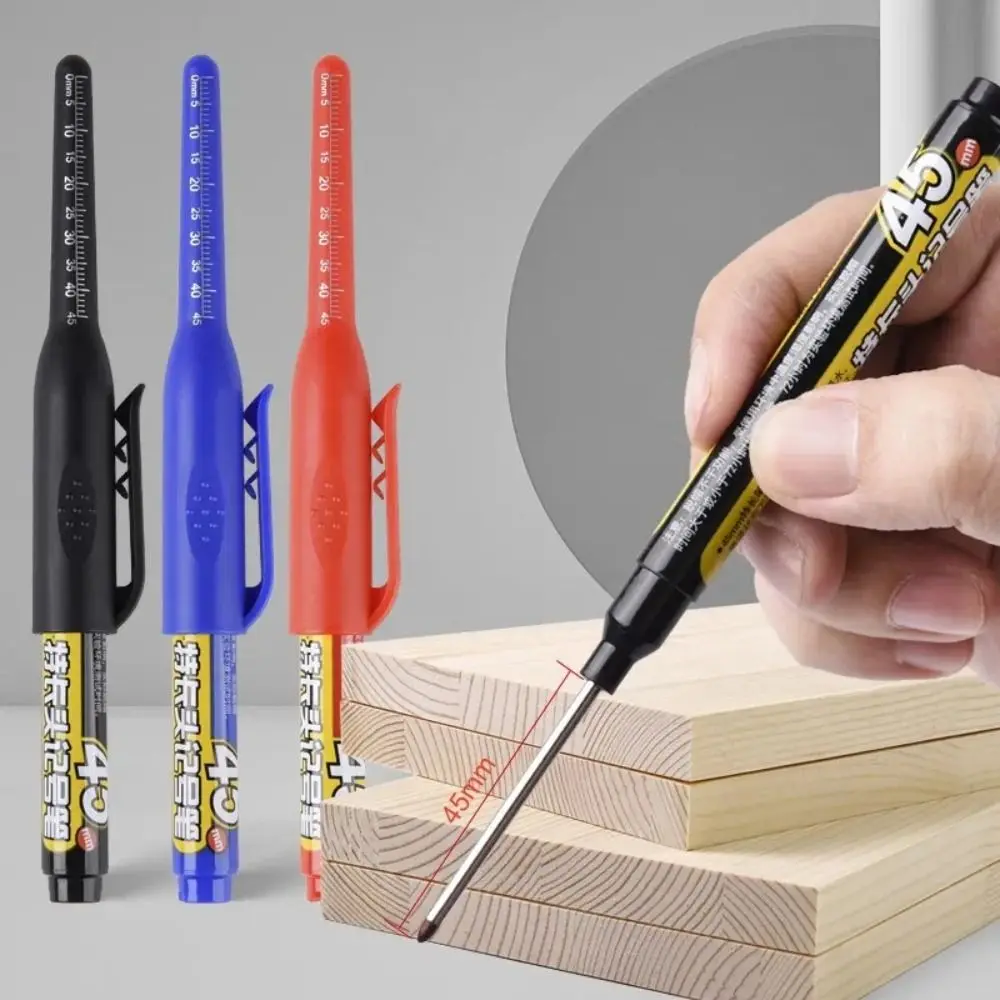 45mm Deep Hole Long Nib Head Markers Deep Drill Hole Long Nib Scriber Multifunction Mechanical Carpentry Colorful Marker Pen