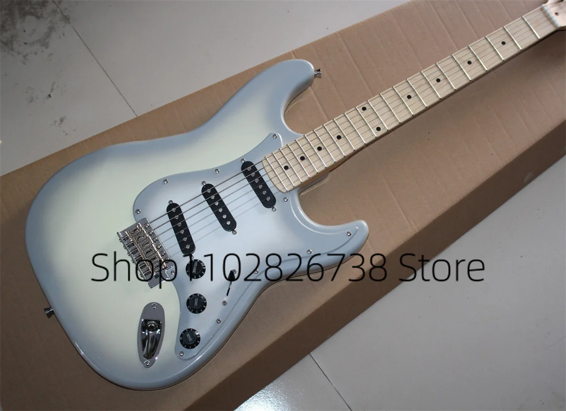 

Classic Light Gray Electric Guitar Stra Guitar Maple Neck SSH Pickups White Guard Marked Bridge Factory Custom