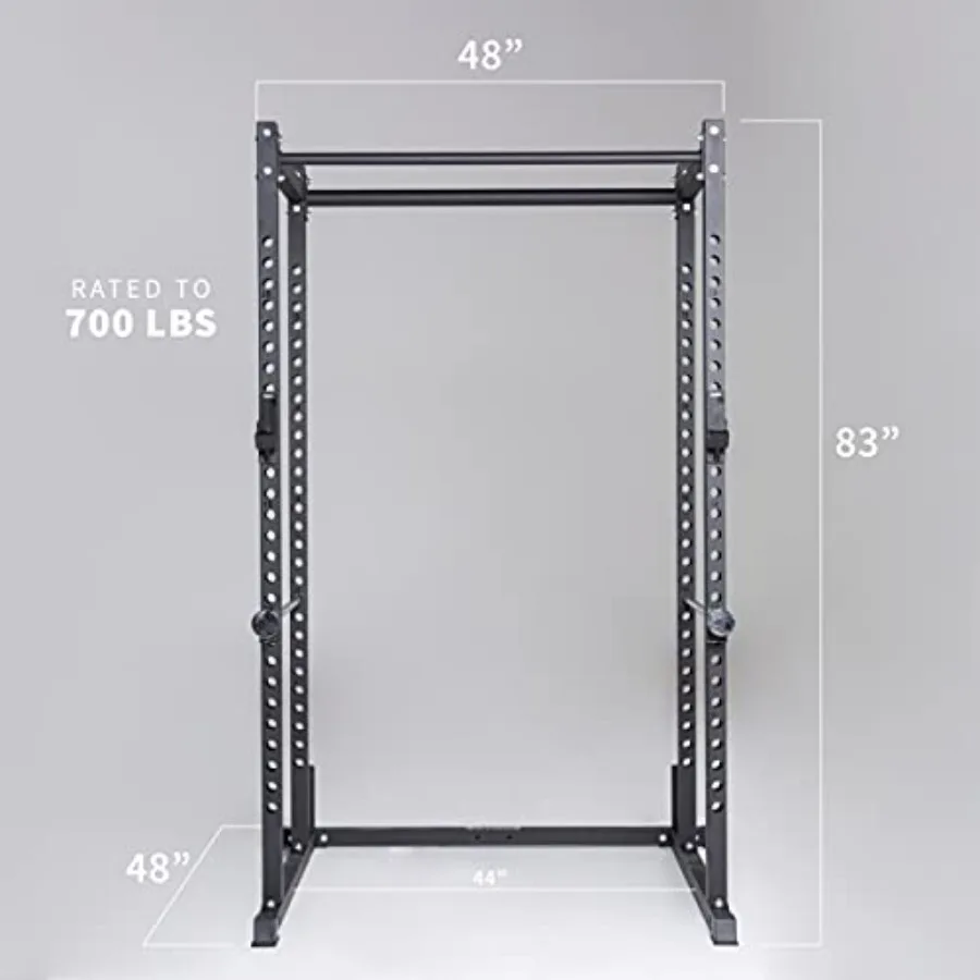 Fitness PR-1100 Power Rack Home Gym System Squat Cage with Attachment Compatibility Multi-Grip Pull Up Bar Adjustable J Cups Ex