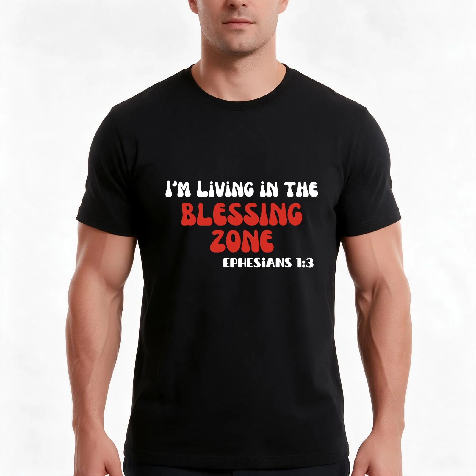 Im living in the Blessing Zone Ephesians 1:3 T-Shirt Summer Casual Cotton Tee Oversized Streetwear Tops Unisex Men Women