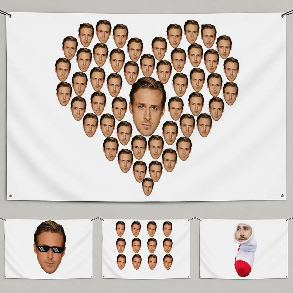 Actor Ryan Gosling Flags Flags Minimalist Fabric   Outdoor Garden Banner Hanging Sign for Shop Home Decor