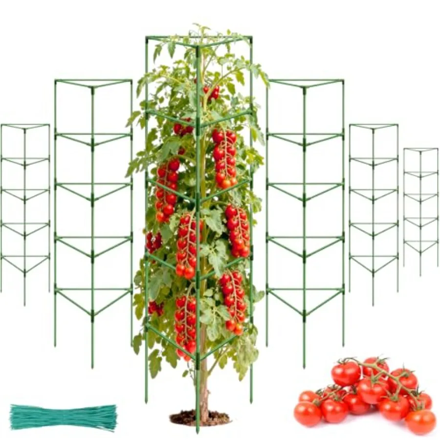 

Garden tomato cages: heavy duty metal black 72-inch extra tall adjustable trellis for climbing plants vegetables flowers fruits
