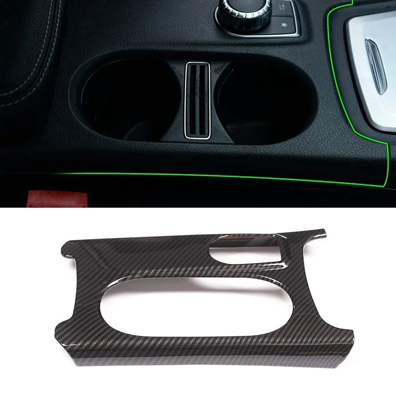 Garniture de couvercle de porte-gobelet de commande intérieure en fibre de carbone, Mercedes Benz Classe A, GLA, CLA, C117, W117, W176, XACH2012-2018, LHD