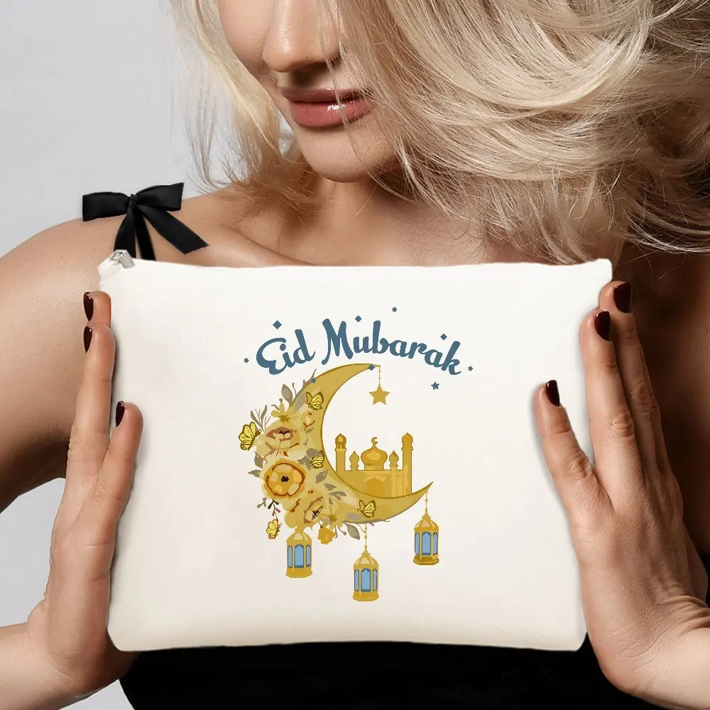 

Косметичка-органайзер из холщовой ткани для путешествий, с дизайном фонаря Рамадана, женская, подарочная сумка на Ид, подарок на Ид Мубарак, подарочная сумка на Рамадан, косметичка для мусульманок