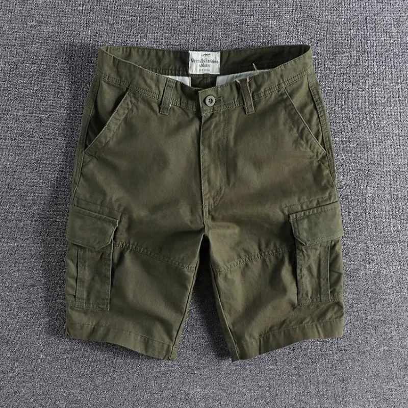 Short Pants for Men with Zipper Button Solid Mens Cargo Shorts Japanese Street Style Casual Designer Clothes Comfortable Y2k