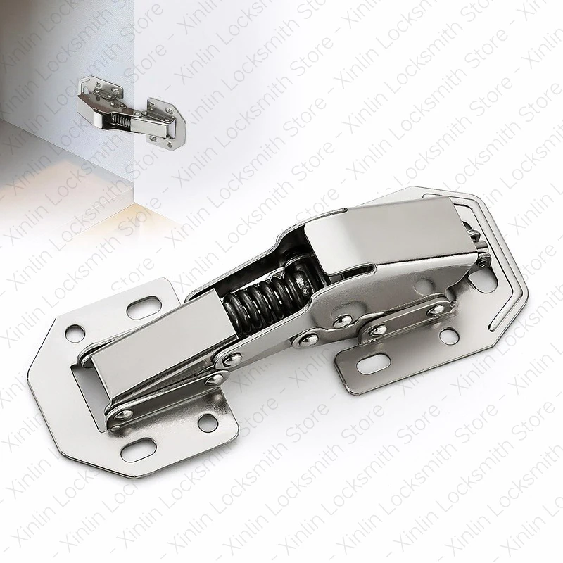 4 Pieces 90 Degree No-Drilling Hole Cupboard Door Hinges Hidden Hinges Concealed Kitchen Cabinet Hinge for Doors Frameless