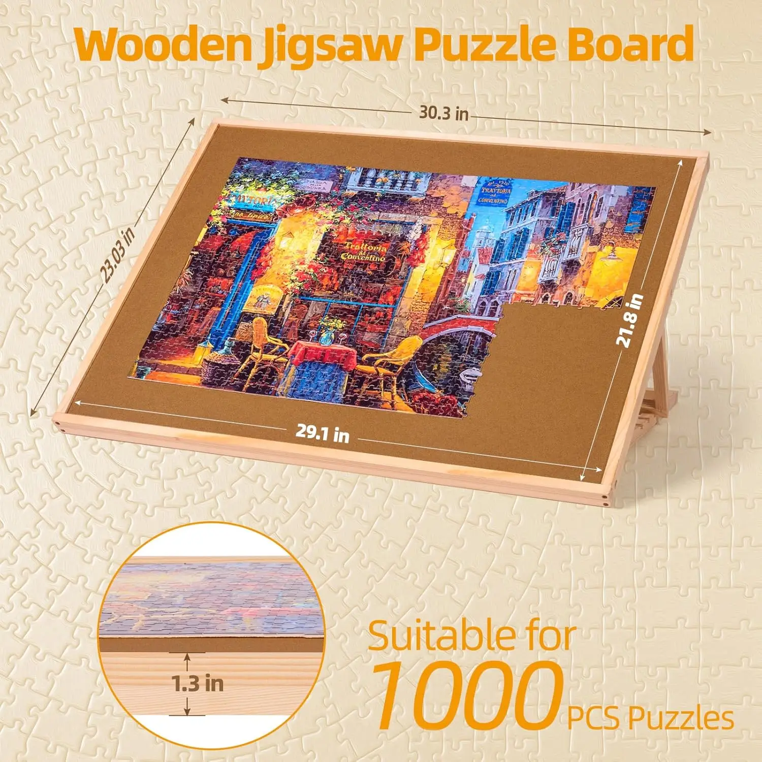 1000 stuks houten puzzelbord met verstelbare beugel, draagbare puzzeltafel |   Puzzel Organizer Boards Opbergaccessoires f
