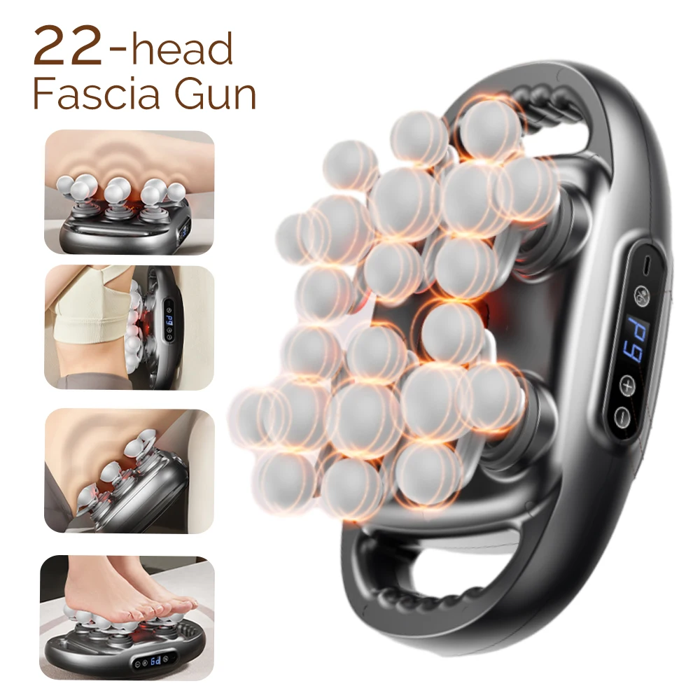 22-Head Fascia Gun High-Frequency Vibration Body Massage Gun Back and Waist Massager Neck Shoulder Massager Muscle masajeador