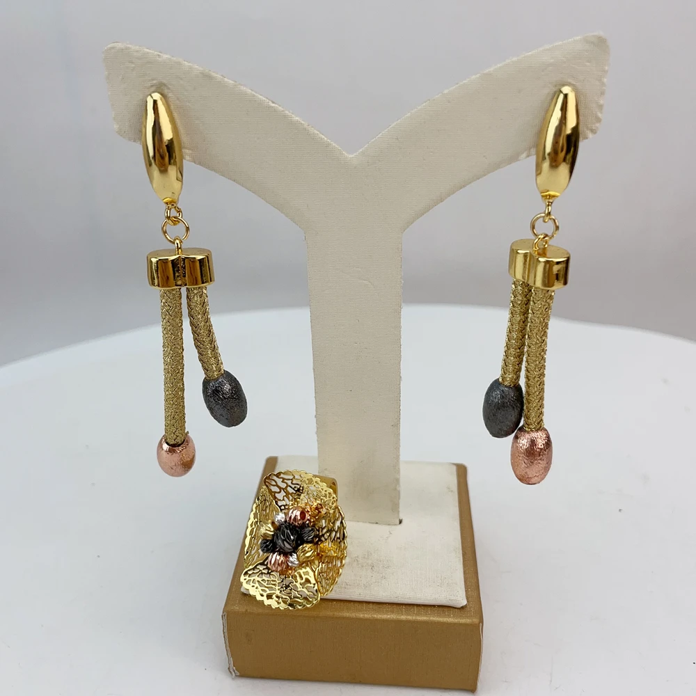 EMMA موضة دبي مطلية بالذهب الخرز القلائد أقراط خواتم مجموعات المجوهرات الجميلة للنساء هدايا مجوهرات حفلات الزفاف FHK22828