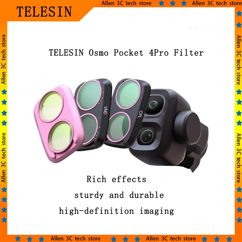 For TELESIN Dji Osmo Pocket 4 Pro Camera Lens Filter Kit CPL VND 2 To 32 Cold Rose Nano Coating Water Repellent Oil Resistant