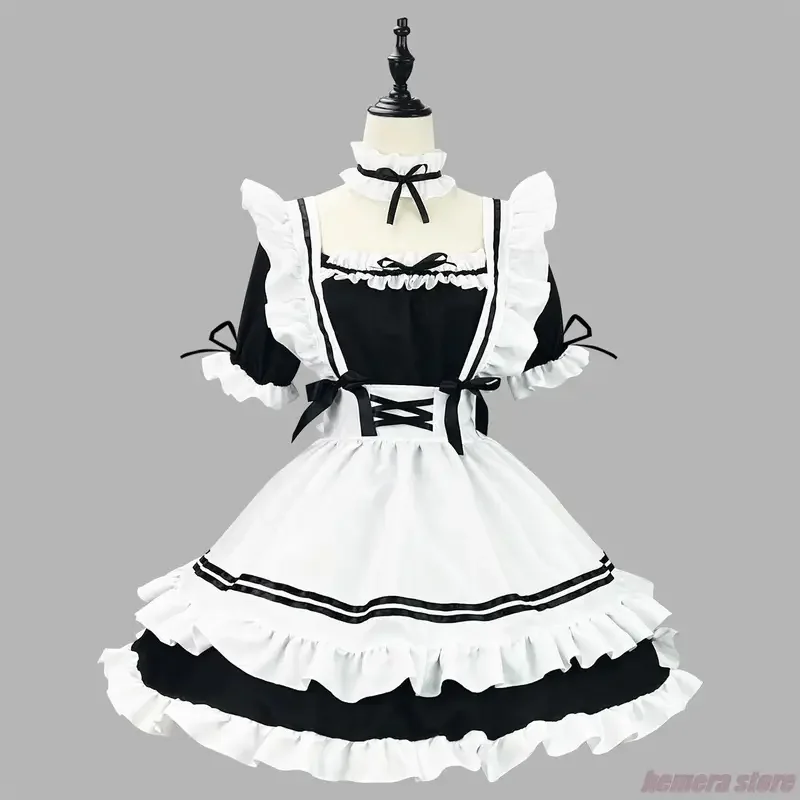 Japanese Maid Uniform Lovely Girl Student Lolita Dress Cosplay Costume Sweet Cute Cat Cafe Princess Harajuku Kawaii Lingerie