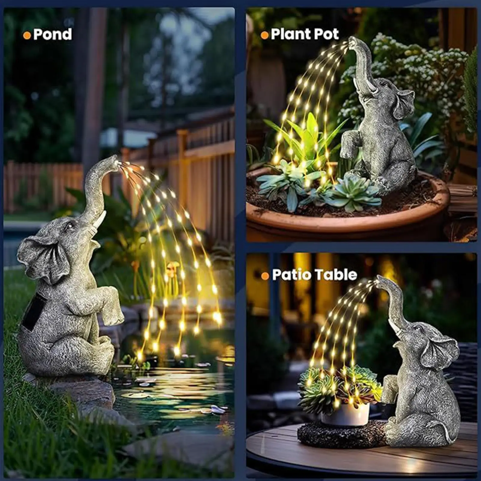 

Солнечный светильник-слон из смолы для улицы, гирлянда для двора, сада, газона, ландшафтный светильник в виде животного