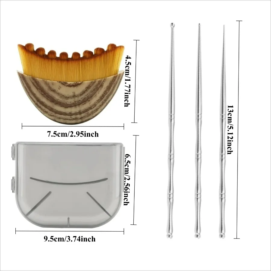 4PCS Stainless Steel Massage Tool Set, Dual-Ended Acupressure Pens & Contour Brush for Pressure Points, Full Body Use