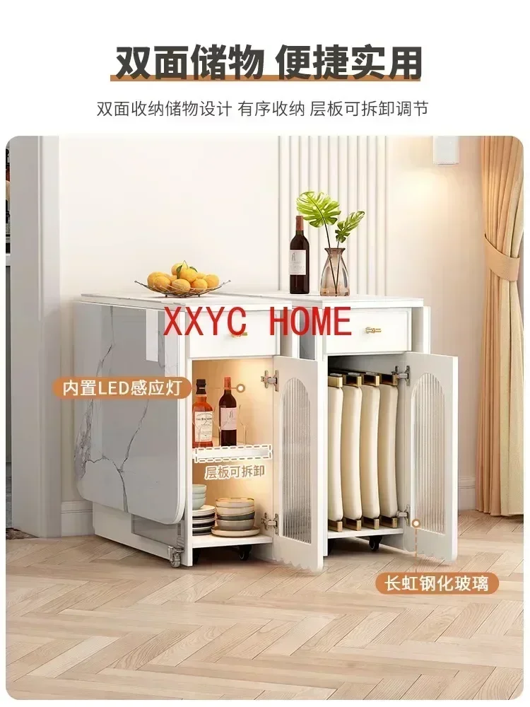 طاولات وكراسي طعام قابلة للطي باللون الأبيض الكريمي قابلة للإزالة، مجموعة فاخرة خفيفة