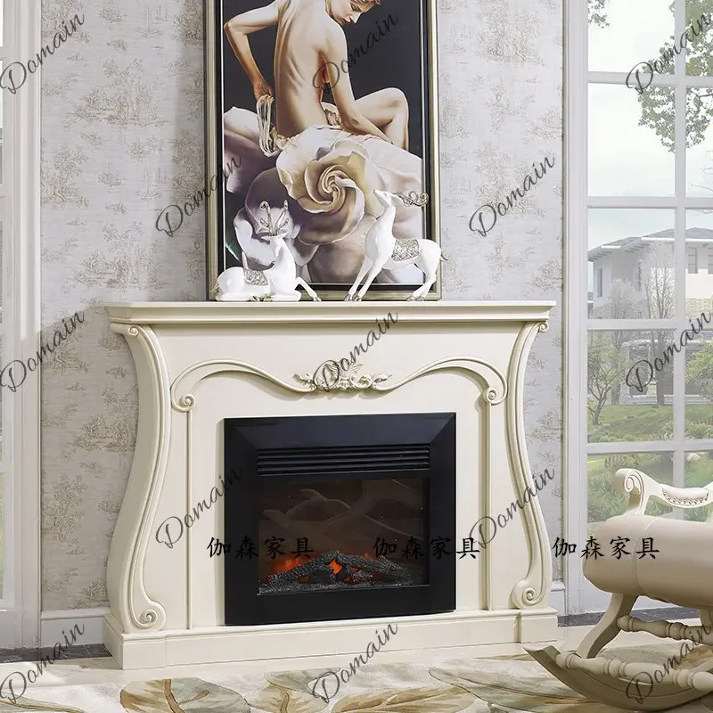 BJ Simple And Beautiful Light Luxury Fireplace Decorative Cabinet Solid Wood Design Living Room Modern Carved Retro Display Rack