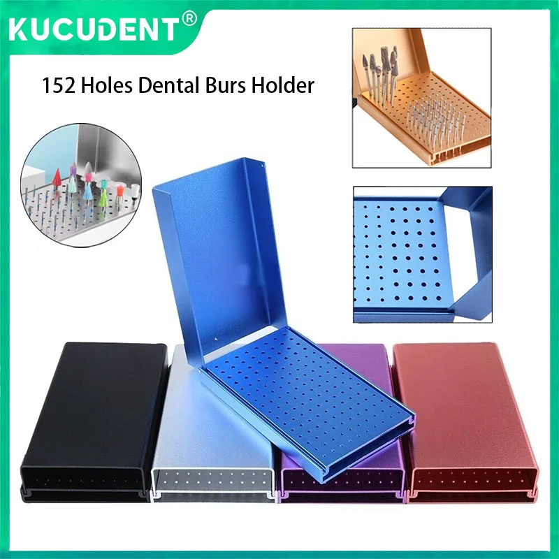 

152 Holes Dental Bur Holder For High / Low Speed Burs Drill Endo Files Block Storage Box Aluminum Sterilizable Case Lab Tool