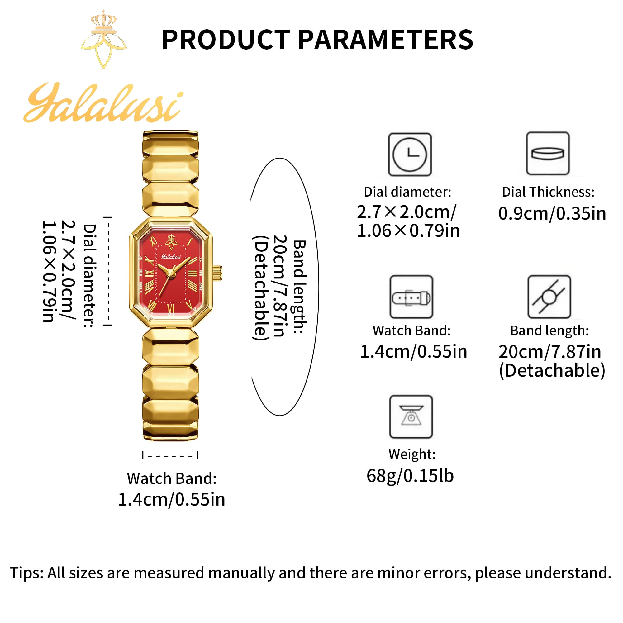 YaLaLuSi Elegant Women's Quartz Watch Gold-Plated Craftsmanship Durable Watch Box Fashionable Casual Women's Gift