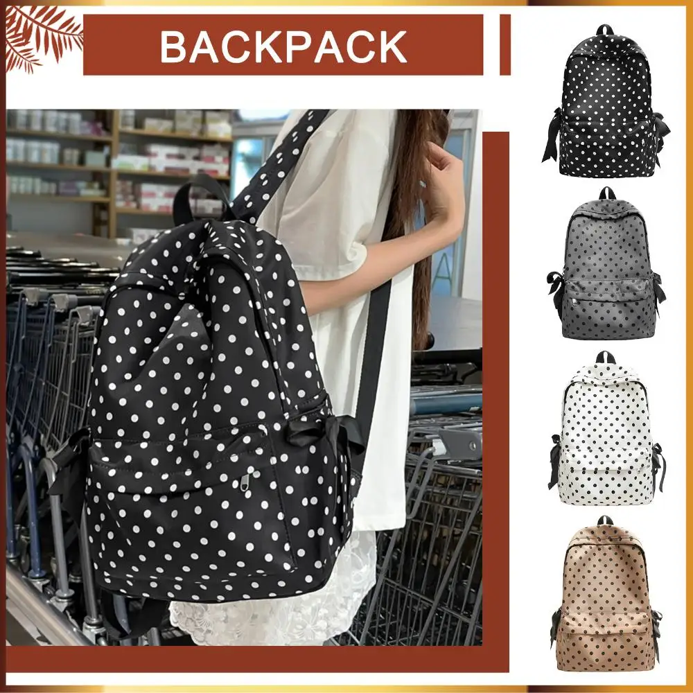 

Cute Polka Dot Backpack Kawaii Sweet Nylon Travel Daypack Aesthetic Backpack for Girls Women Casual High- College