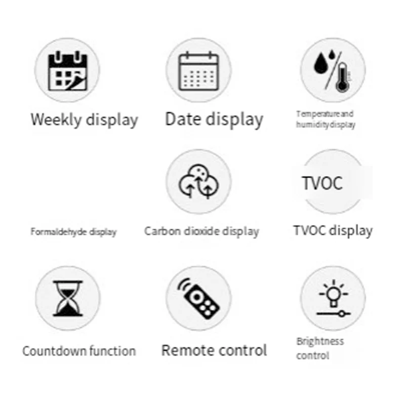 

LED Digital Wall Clock Formaldehyde/CO2/TVOC Display Smoke Recognition Countdown Bedroom Decorative Clock-ABXK