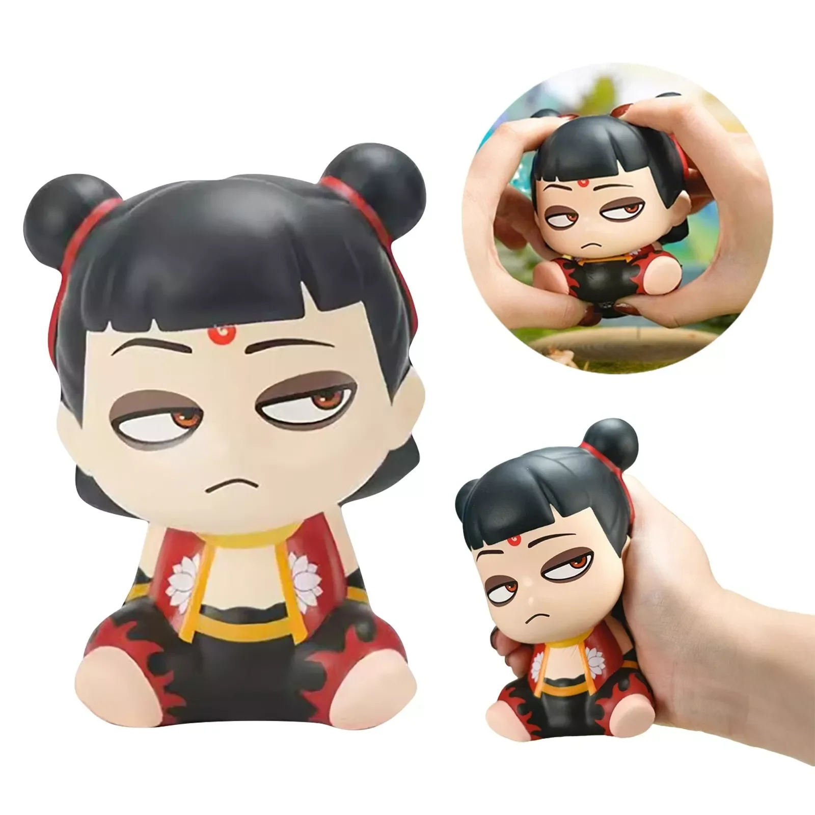 Ne Zha ve Ao Bing Dekompresyon Oyuncak Sevimli Yumuşak Karikatür Anime Figürleri Oyuncak Orijinal Basınç Rahatlama Hediyeler Komik Yüz Görünüm Sıkma Oyuncak