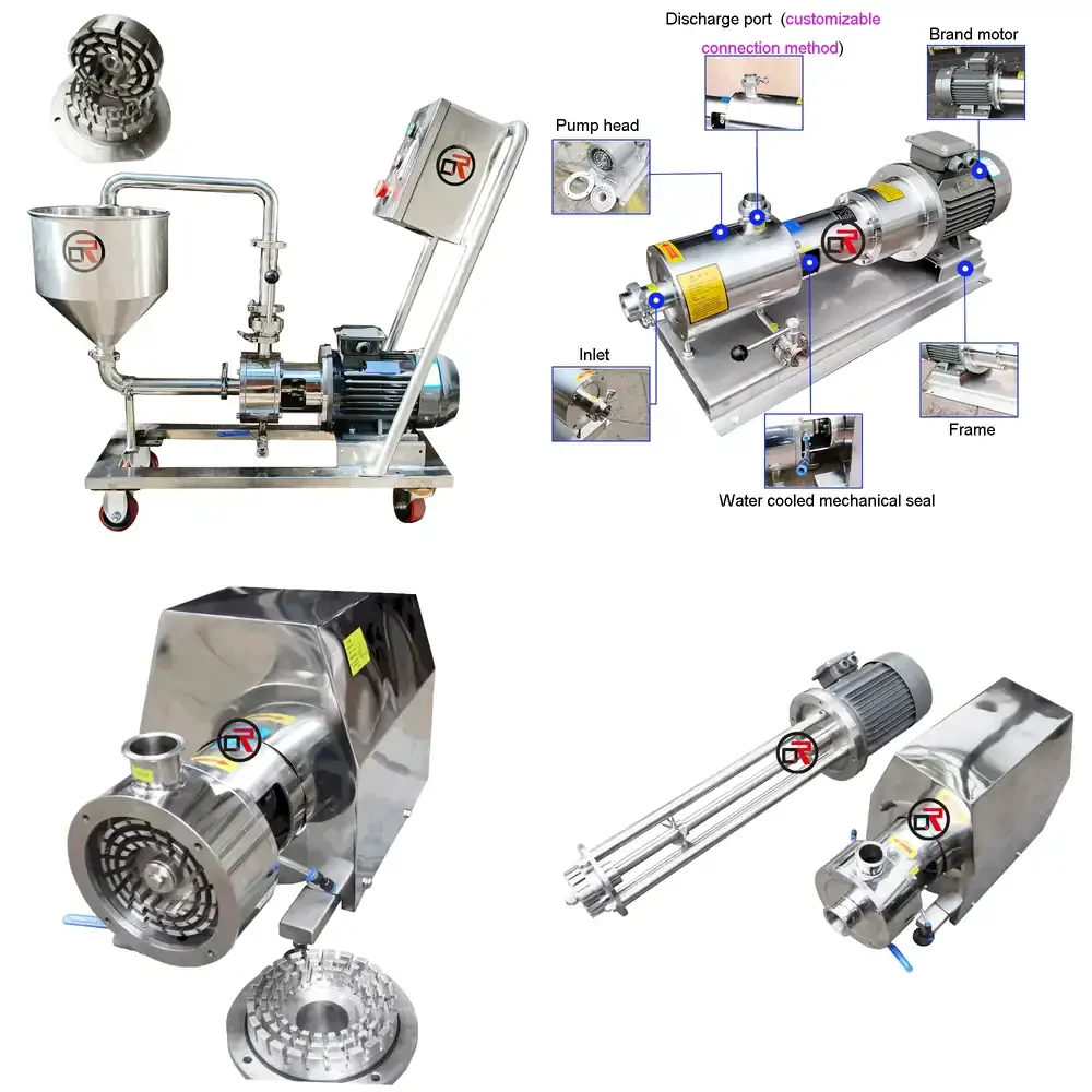 

Sanitary Simple Stage Emulsifier Pump Liquid Powder Dosing Machine Wheel Cart Control Box Featuring Essential Motor Gear