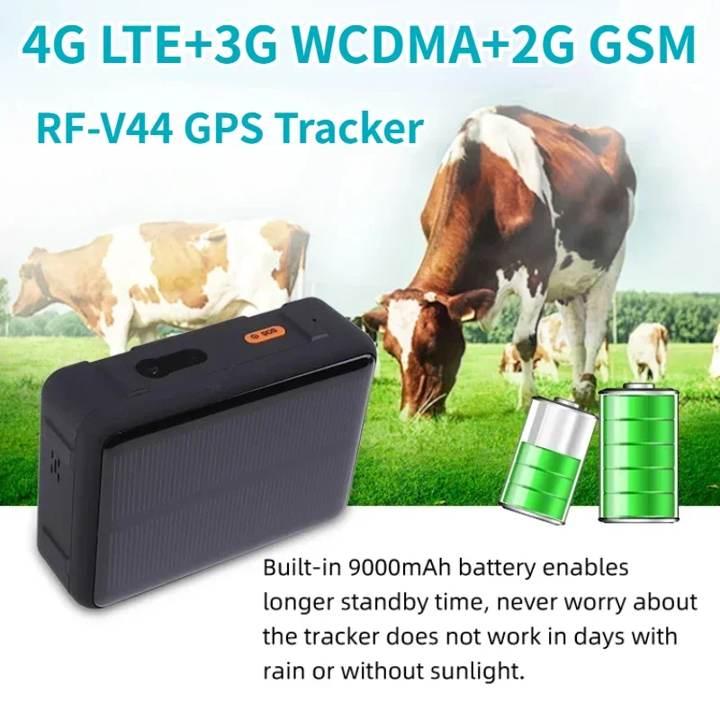 

RF-V44 Solar GPS Tracker Power 4G LTE+3G WCDMA+2G GSM networks Real-time GPS Tracker 9000mAh Battery for Sheep Cow Cattle IP67