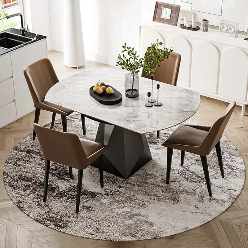 Retractable dining table household modern light luxury luxury extendable square and round dual-purpose