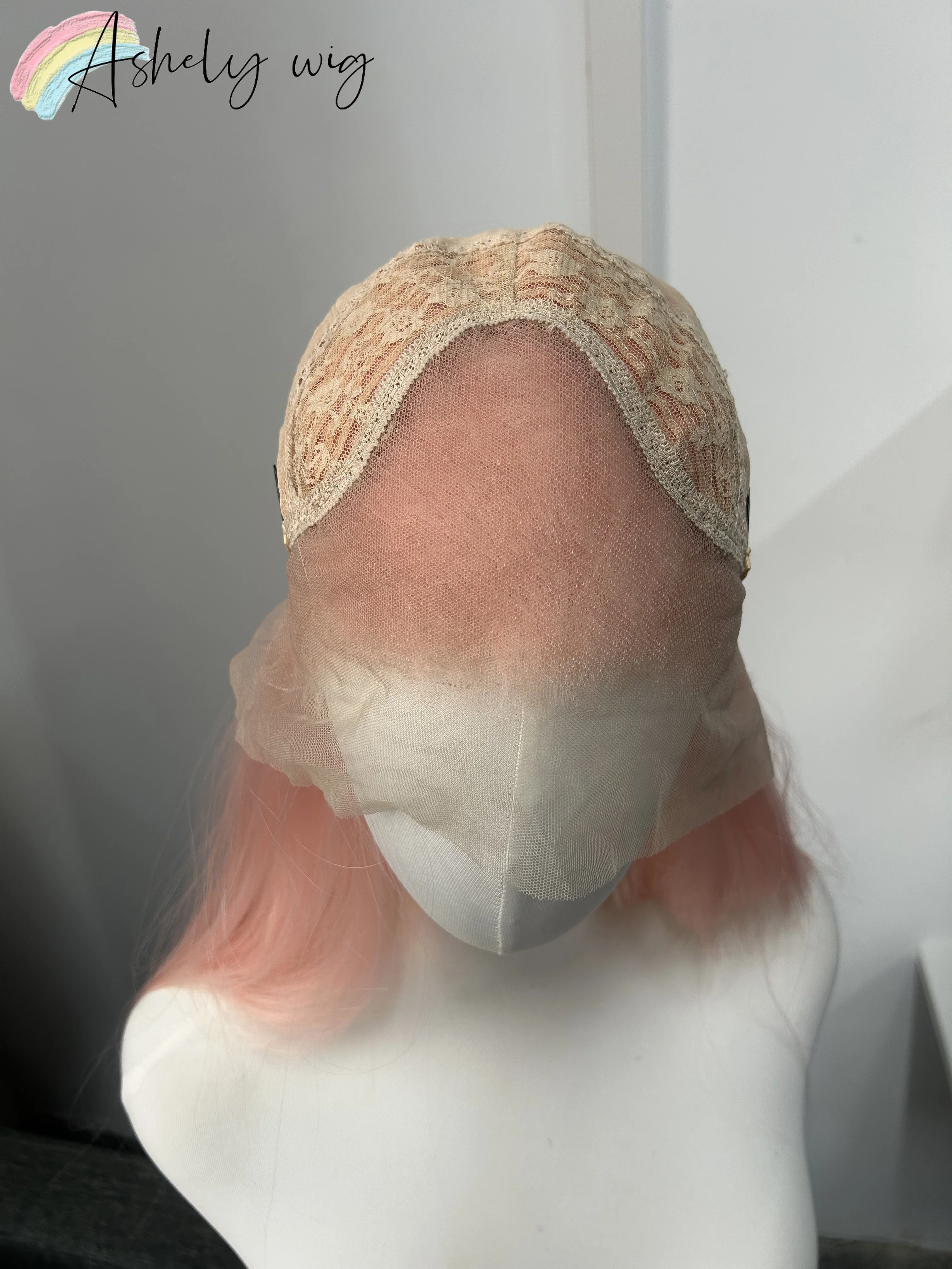 Ashely Peach Pink Long Straight Wig With Cap Heat-Resistant Hair Fibers 13x4 HD LaceFront Wig Natural Free Parting All Occasions