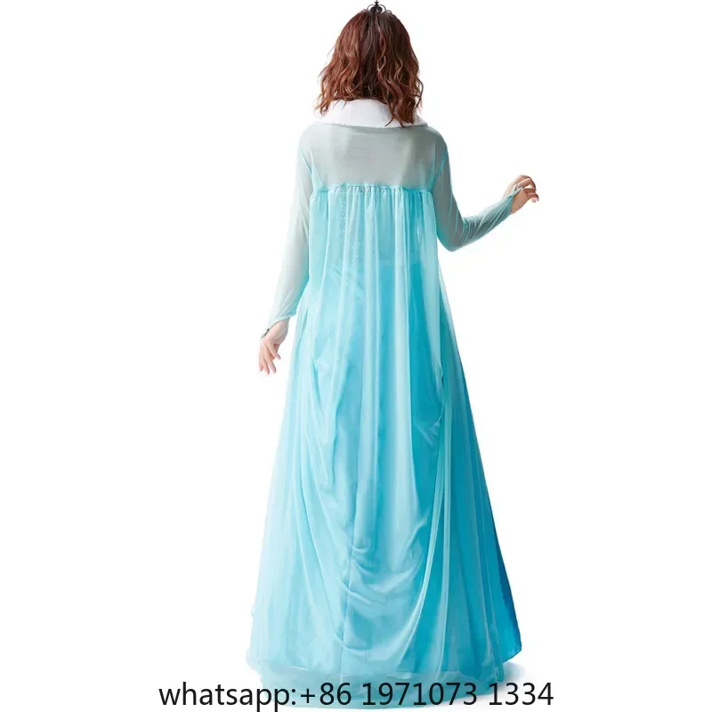 Disfraz De Cosplay De Frozen Para Mujer, Traje  Princesa Bella Azul, Vestido Largo  Cuento  Hadas Para Adultos Elsa Queen