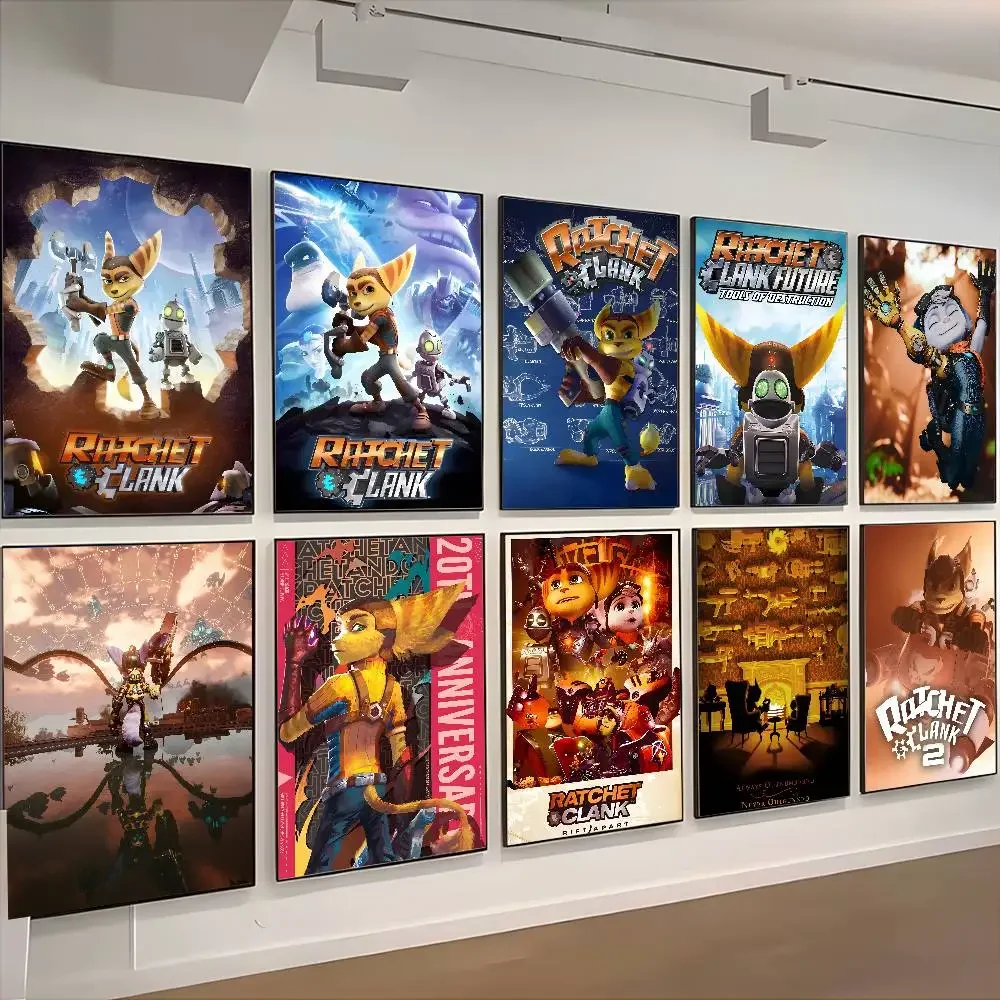 Póster de juego de tirador de trinquete y Clank, arte HD, pegatina de pared impermeable para sala de estar, dormitorio, decoración del hogar, diseño estético