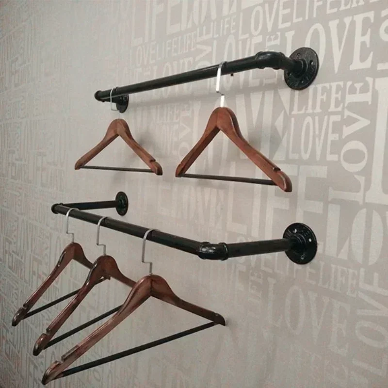 New Wrought iron wall type side hanging display rack U-shaped water pipe hanger women's clothing display rack