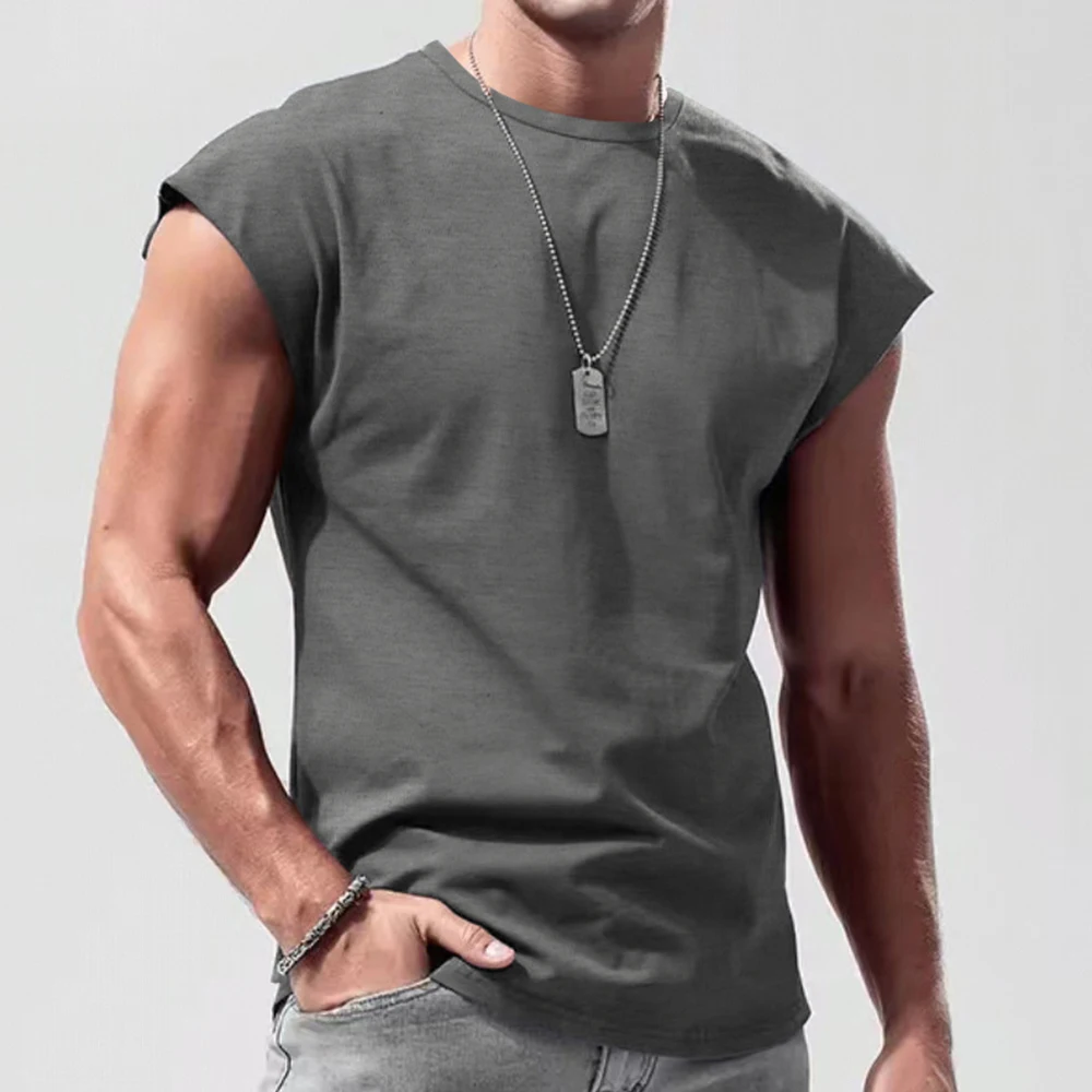 2024 Summer Vest Tops for Men Clothing Sleeveless Classic Gym Tank T-shirt Tee Fashion Korean Casual Slim Bodybuilding Pullover