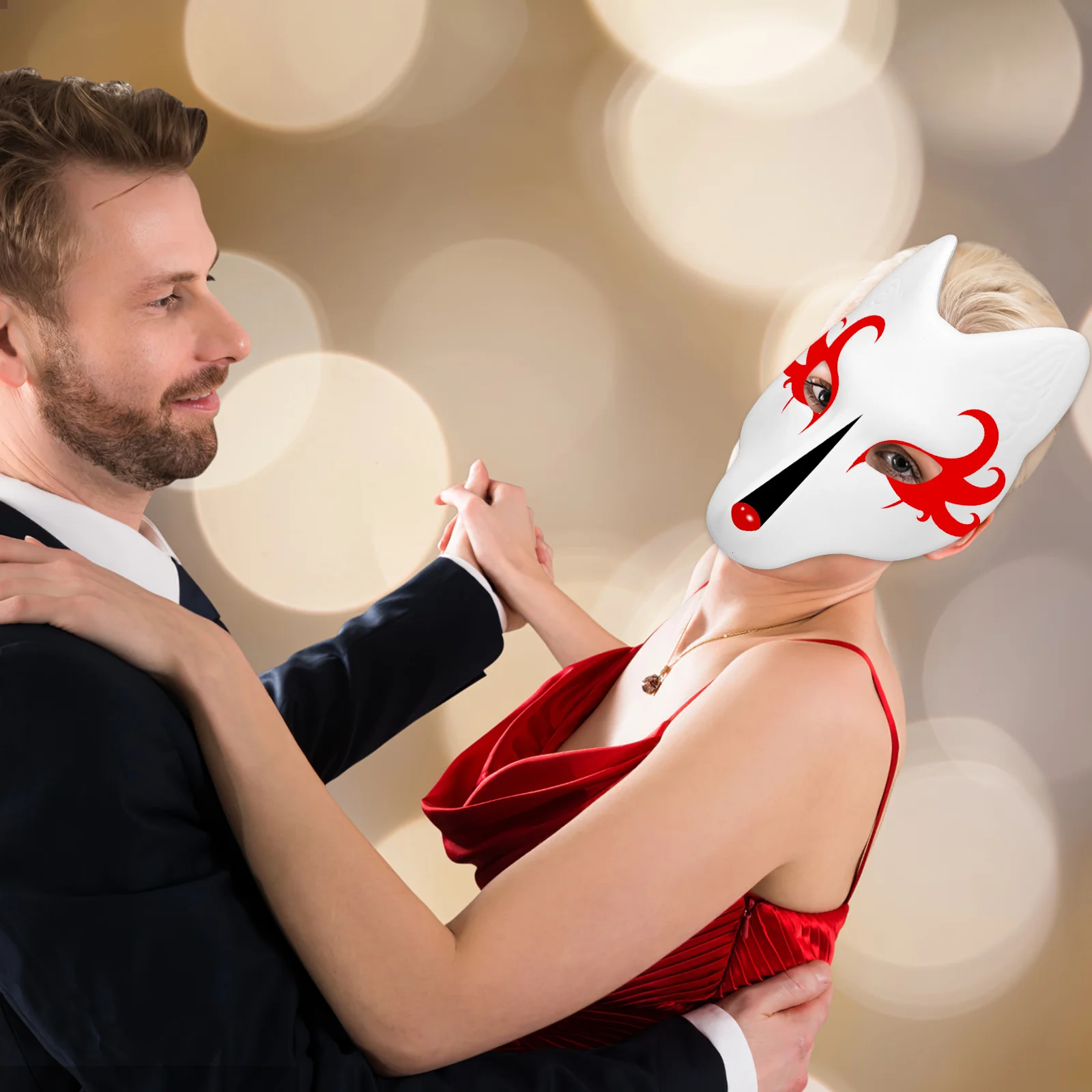 Blanko-Fuchsmaske, weiß, Premium-DIY-Bastelset für Kinder und Erwachsene, elastisches Band, Halloween, Cosplay, Party, Maskerade, Kostüm, handbemalt