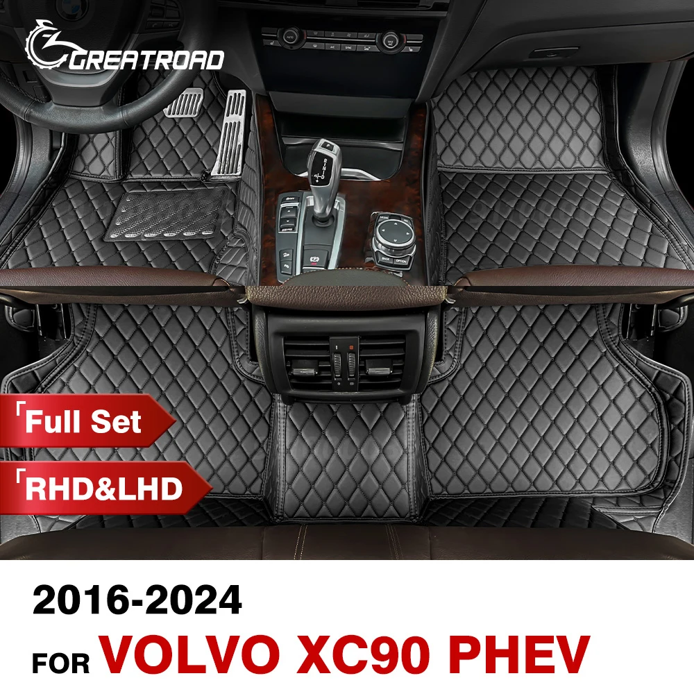 Car Floor Mats For Volvo XC90 PHEV 7 Seats 2016-2024 2023 2022 21 20 19 18 17 Custom Foot Pads Carpet Cover Interior Accessories