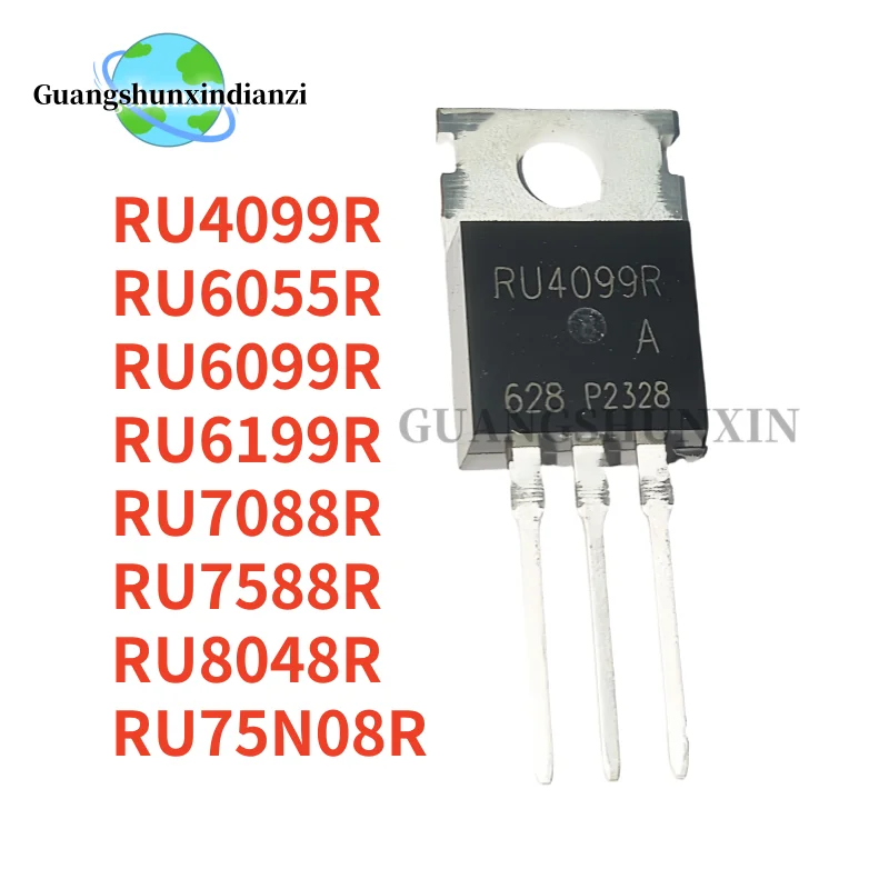 10 Uds nuevo RU6099R RU7088R RU6199R RU75N08R RU7588R RU6055R RU4099R RU8048R TO-220 MOSFET en Stock