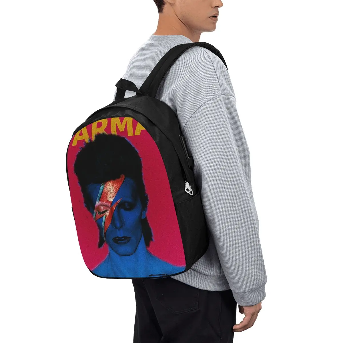Davids Bowied Backpack Travel Notebook Bag Computer College Student School Bag Laptop Shoulder Bags for Men Women view 3