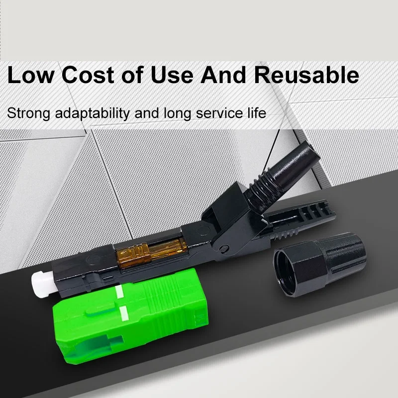 100PCS SC APC Fiber Optic Fast Connector Single Mode Fiber Optic Adapter FTTH Fiber Quick Connector Field Assembly